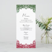 Menu de mariage blanc élégant Fiesta vert et rouge (Debout devant)