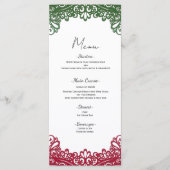 Menu de mariage blanc élégant Fiesta vert et rouge (Devant)