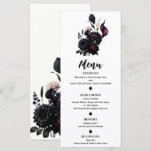 Menu de mariage blanc floral romantique sombre et  (Devant / Derrière)