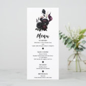 Menu de mariage blanc floral romantique sombre et  (Debout devant)