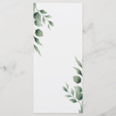 Menu de mariage blanc moderne avec feuillage minim (Dos)