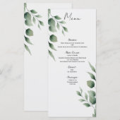 Menu de mariage blanc moderne avec feuillage minim (Devant / Derrière)