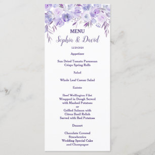 Menu de Mariage bleu clair violet bleu-bleu