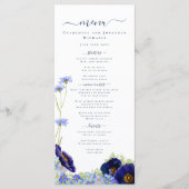 Menu de mariage bleu de fleurs sauvages modernes (Devant)