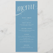 Menu de mariage bleu denim Elegant Swirl (Devant)