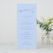 Menu de mariage bleu glacé écriture moderne I (Debout devant)