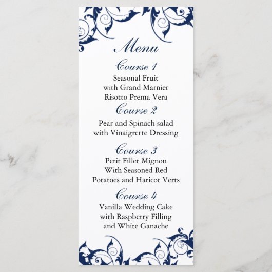 menu de mariage bleu marine (Devant)