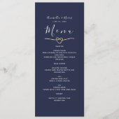 Menu de mariage bleu marine  (Devant)
