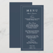Menu de mariage bleu marine (Devant / Derrière)
