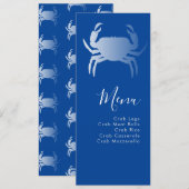 Menu de mariage bleu nautique de Crab Boil (Devant / Derrière)
