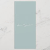 Menu de mariage bleu pâle minimal foncé (Dos)