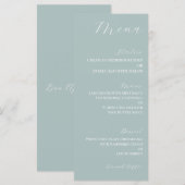 Menu de mariage bleu pâle minimal foncé (Devant / Derrière)