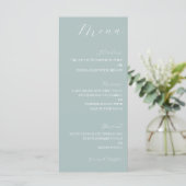 Menu de mariage bleu pâle minimal foncé (Debout devant)
