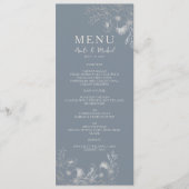 Menu de mariage bleu poussiéreux vintage (Devant)