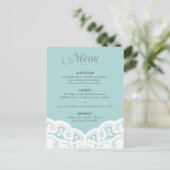 Menu de mariage Blue Lace Doily (Debout devant)