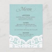 Menu de mariage Blue Lace Doily
