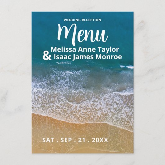 Menu de mariage Blue Sea Beach (Devant)