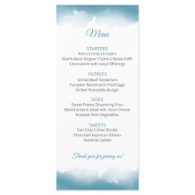 Menu de mariage Blue Sky