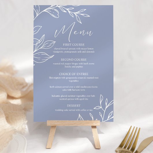 Menu de mariage bohème aux fleurs de pervenche