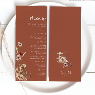 Menu de mariage bohème en terre cuite