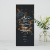 Menu de mariage Bohème Glam Rustique Bleu Nuit et  (Debout devant)