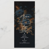 Menu de mariage Bohème Glam Rustique Bleu Nuit et  (Devant)