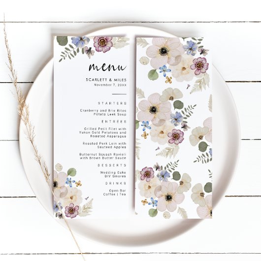 Menu de mariage bohème moderne