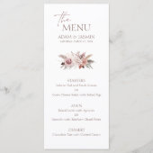 Menu de mariage bohème Pampas Rose Poussiéreux (Devant)