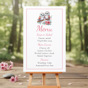Menu de mariage bohème rustique campagne Owl Woodl