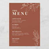 Menu de mariage boho en terre cuite avec illustrat (Devant)