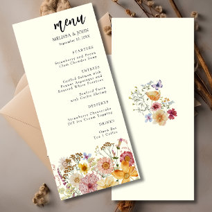 Menu de Mariage Boho Fleur sauvage Floral