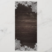 Menu de mariage Bois Rustique Foncé & Dentelle Élé (Dos)