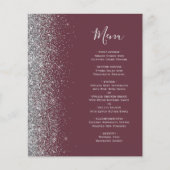 Menu de mariage Bord Paillettes Argent Bourgogne É (Devant)