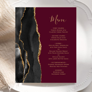 Menu de mariage bordeaux agate noir or budget