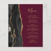 Menu de mariage bordeaux agate noir or budget (Devant)