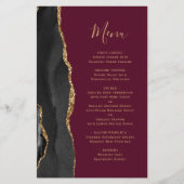 Menu de mariage bordeaux agate noir or grand budge (Devant)