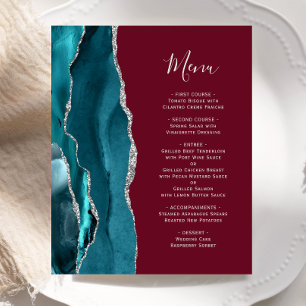 Menu de mariage bordeaux argent sarcelle Budget