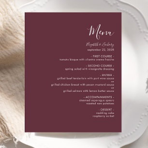 Menu de mariage bordeaux moderne et économique
