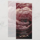 Menu de mariage bordeaux rose rouge romantique (Devant / Derrière)