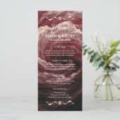 Menu de mariage bordeaux rose rouge romantique (Debout devant)