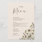 Menu de mariage botanique beige bohème (Devant)