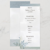 Menu de mariage botanique bleu pâle (Devant / Derrière)