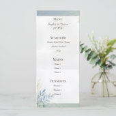 Menu de mariage botanique bleu pâle (Debout devant)