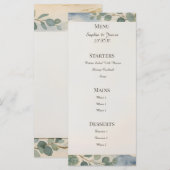 Menu de mariage botanique bleu-vert (Devant / Derrière)