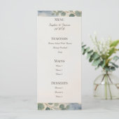 Menu de mariage botanique bleu-vert (Debout devant)