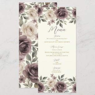 Menu de mariage botanique Dusty Mauve & Ivory Bloo