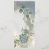 Menu de mariage botanique floral bleu (Dos)