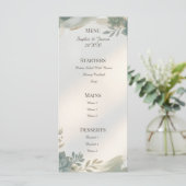 Menu de mariage botanique floral bleu (Debout devant)
