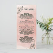 Menu de mariage botanique rose poussiéreux , Menu  (Debout devant)