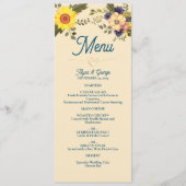 Menu de mariage botanique Tournesol (Devant)